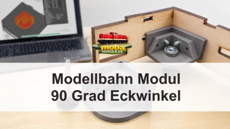3D gedruckter 90 Grad Eckwinkel mit Mutteraufnahmen fuer ein Modellbahnmodul