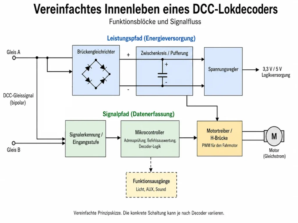 Funktionsbloecke eines DCC Lokdecoders