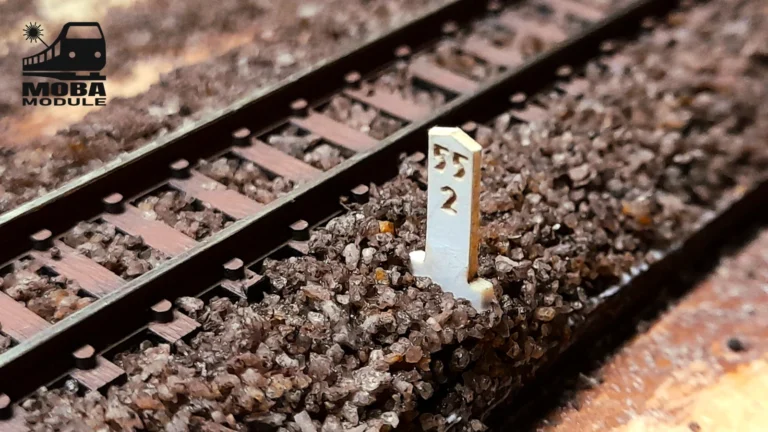 Nummernstein Kilometerstein Spur N Epoche 2 geschottertes Gleis MOBA Module